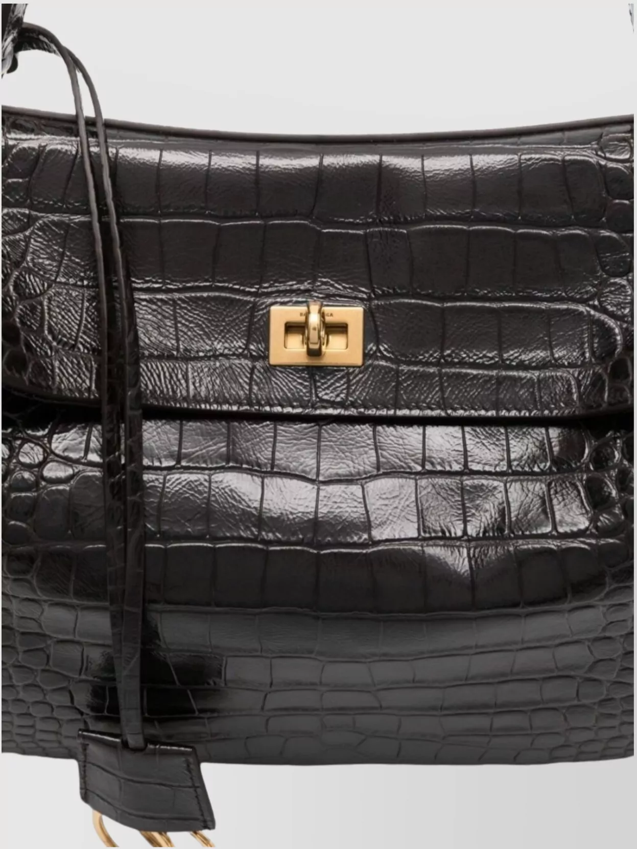 Balenciaga Medium Handbag With Crocodile Effect Top Handle