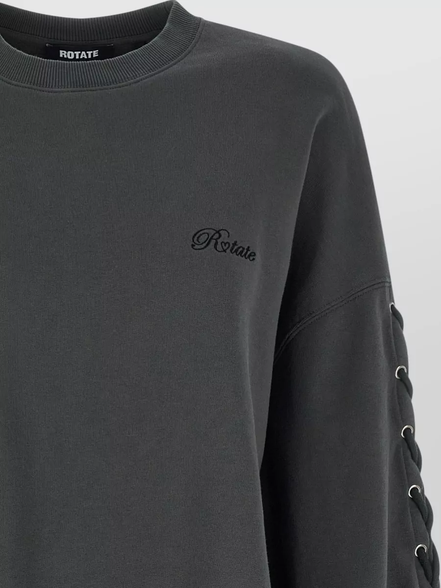 Rotate Birger Christensen Crewneck Sweatshirt Lace Up Sleeve Detail