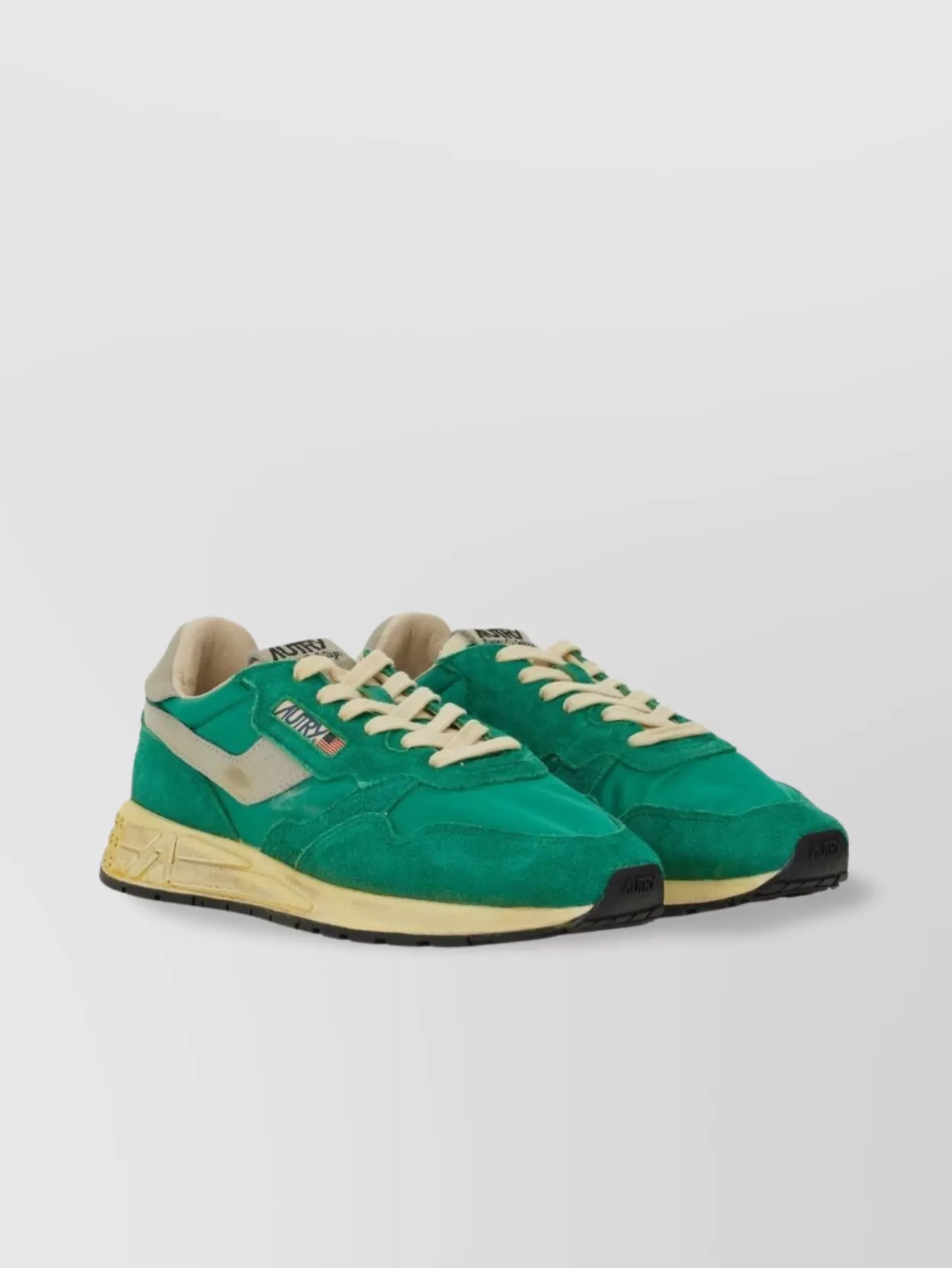 Autry Supervintage Sneaker With Rubber Sole And Suede Panels