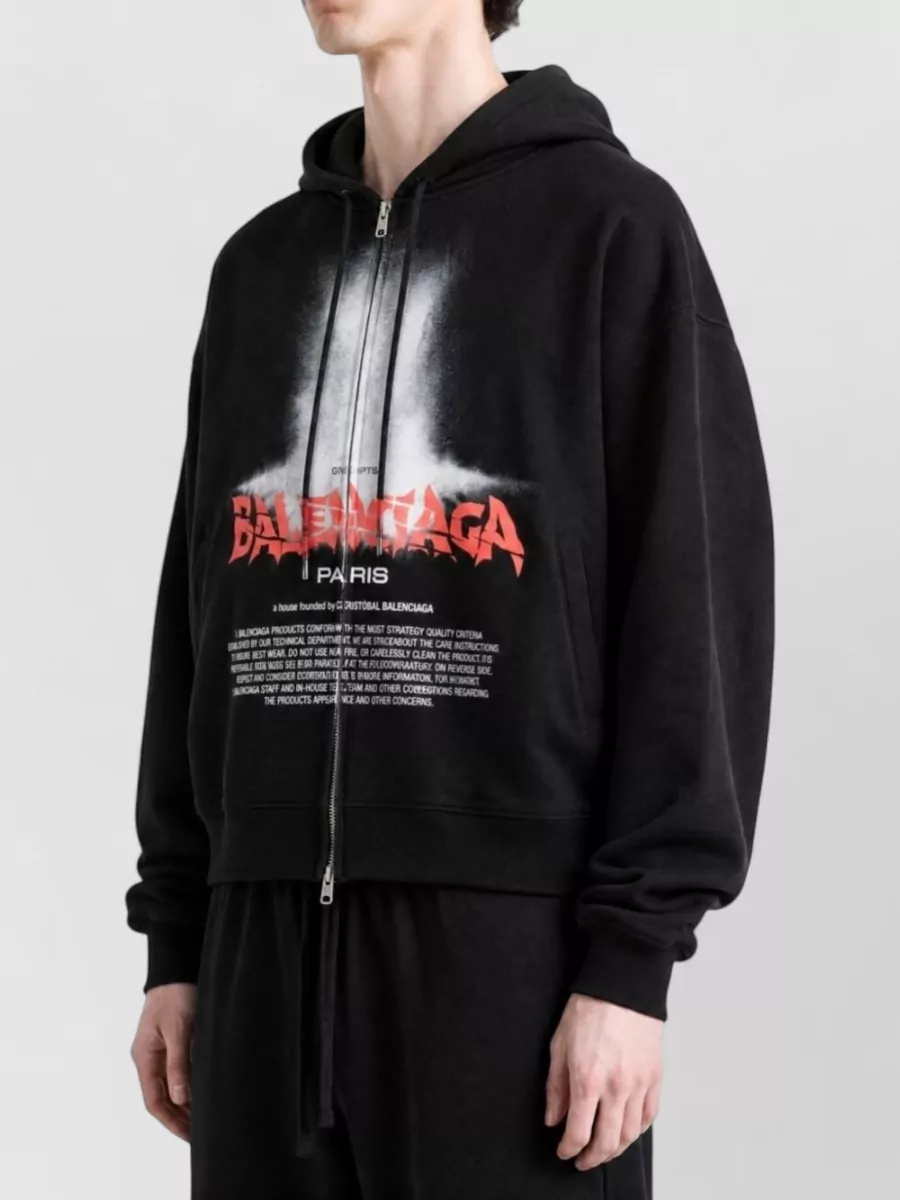 Balenciaga Cotton Oversized Zip Up Hoodie
