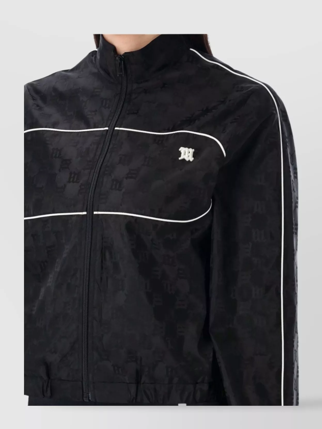 Misbhv Monogram Windbreaker With Cropped Fit In Black