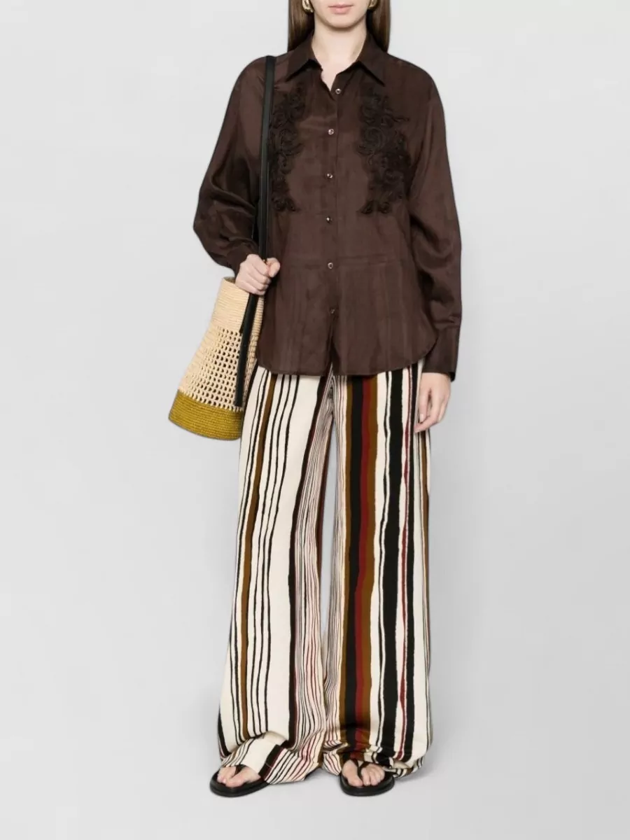 Ermanno Firenze Linen-Blend Embellished Long-Sleeve Shirt
