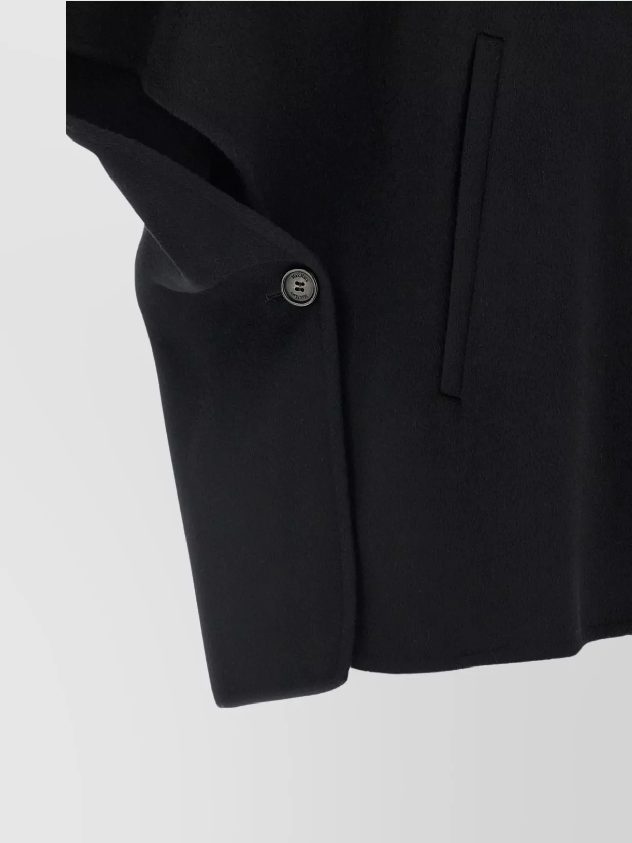 Max Mara Button Detail Cape With High Collar In Black