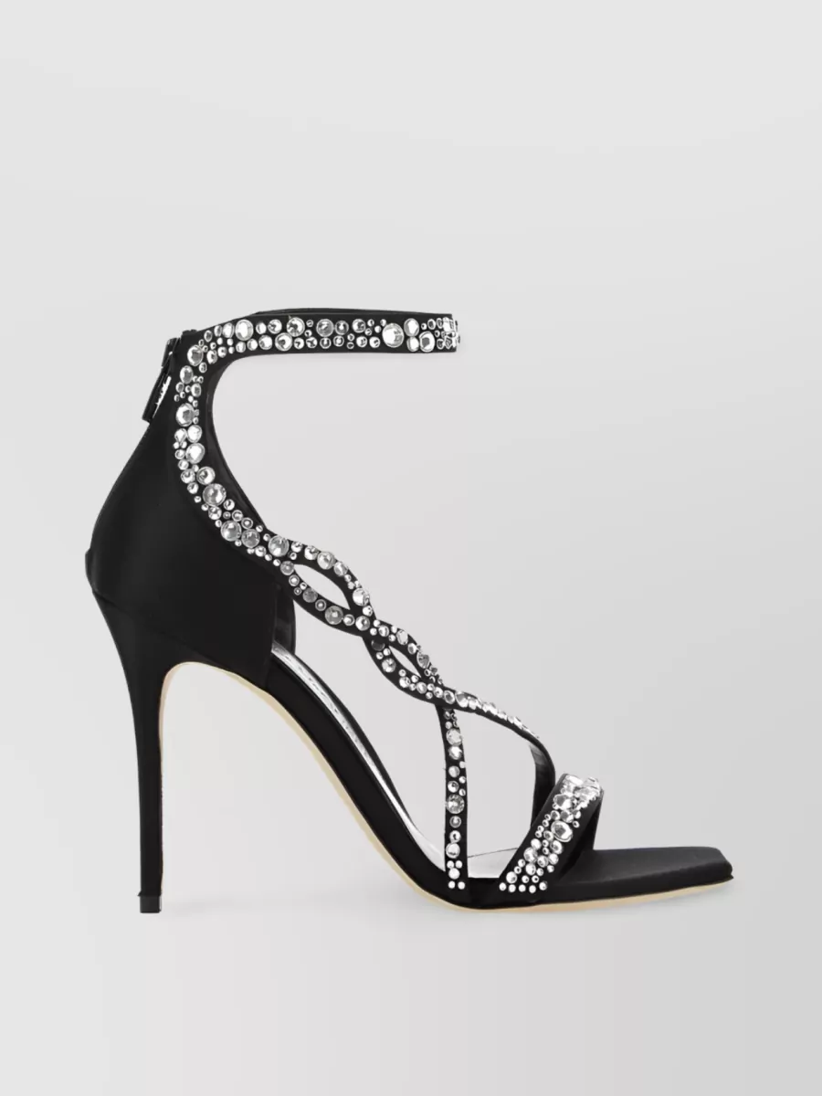 Shop Alexander Mcqueen Crystal-embellished Wrap Sandals With Rear Zip In Black