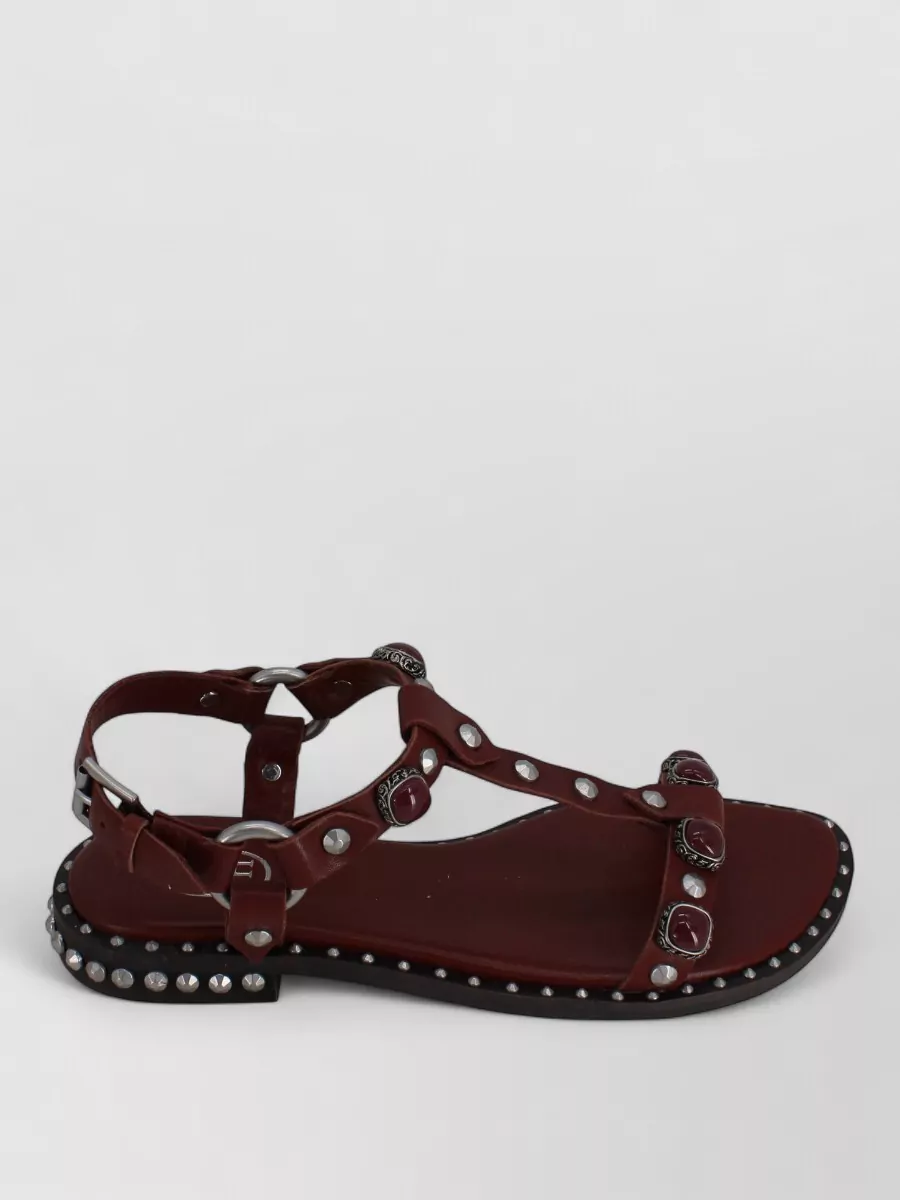 Ash Podium Leather Ankle Strap Studded Sandals In Multi