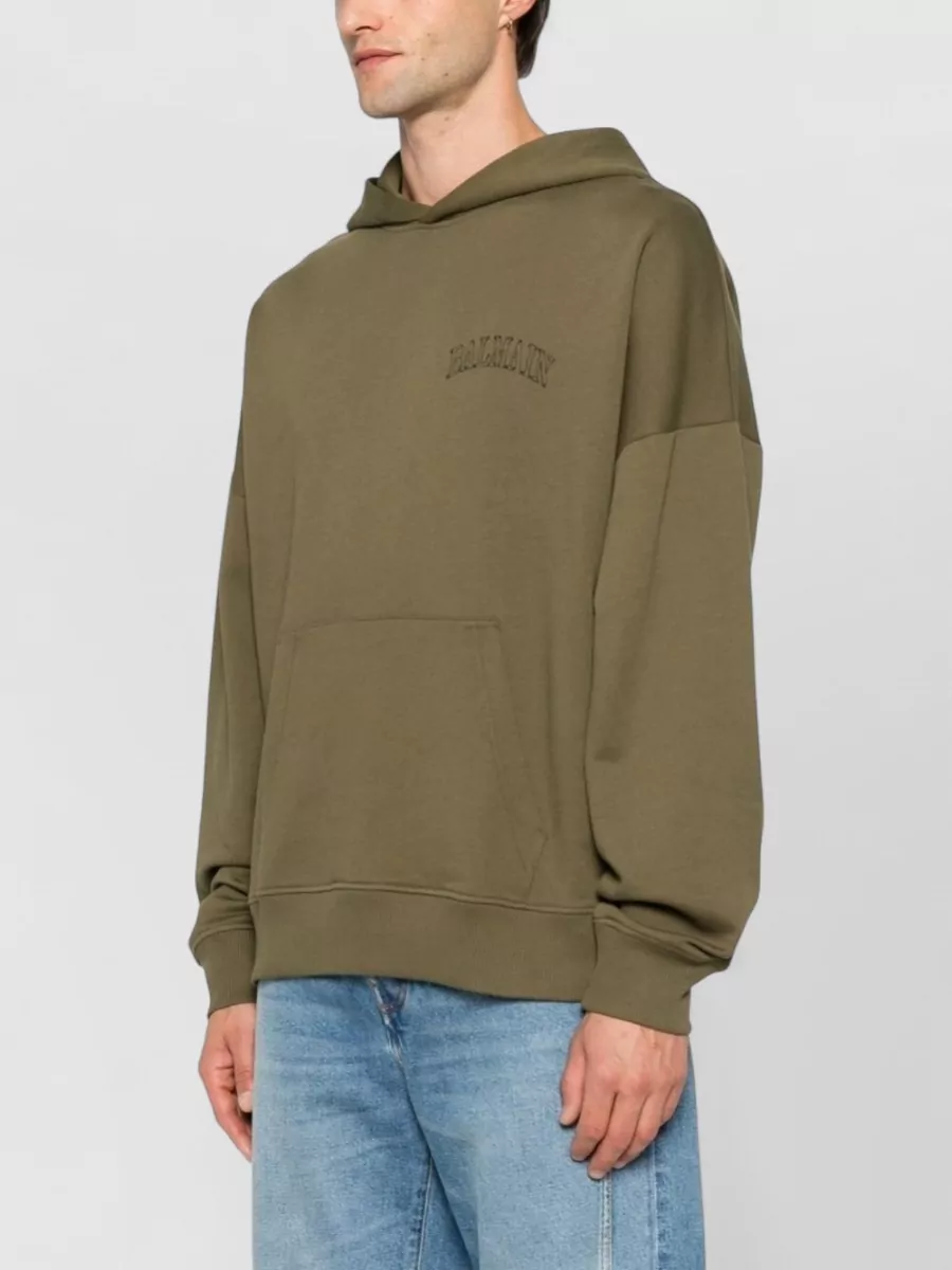 Balmain Cotton Hooded Logo Print Sweatshirt