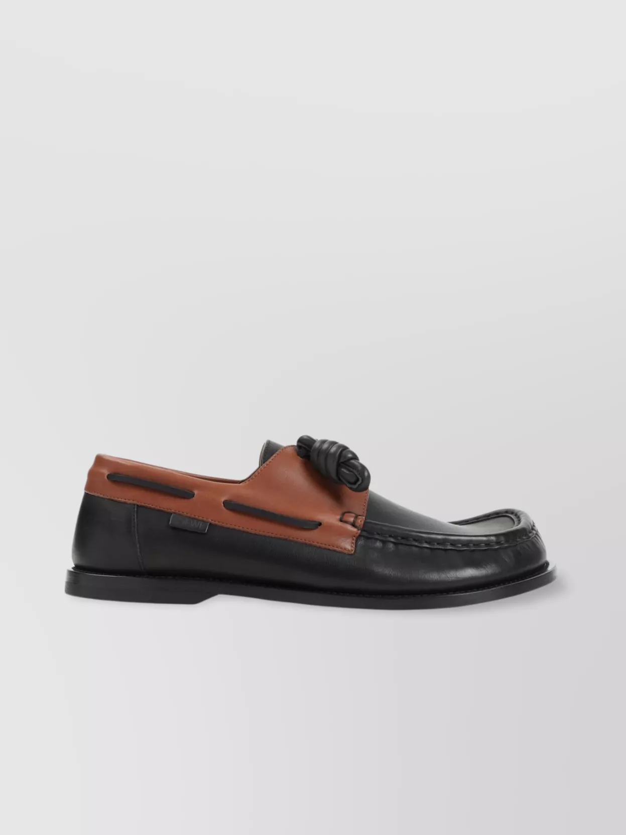 Loewe Sculpted Black Leather Shoes With Brown Accents