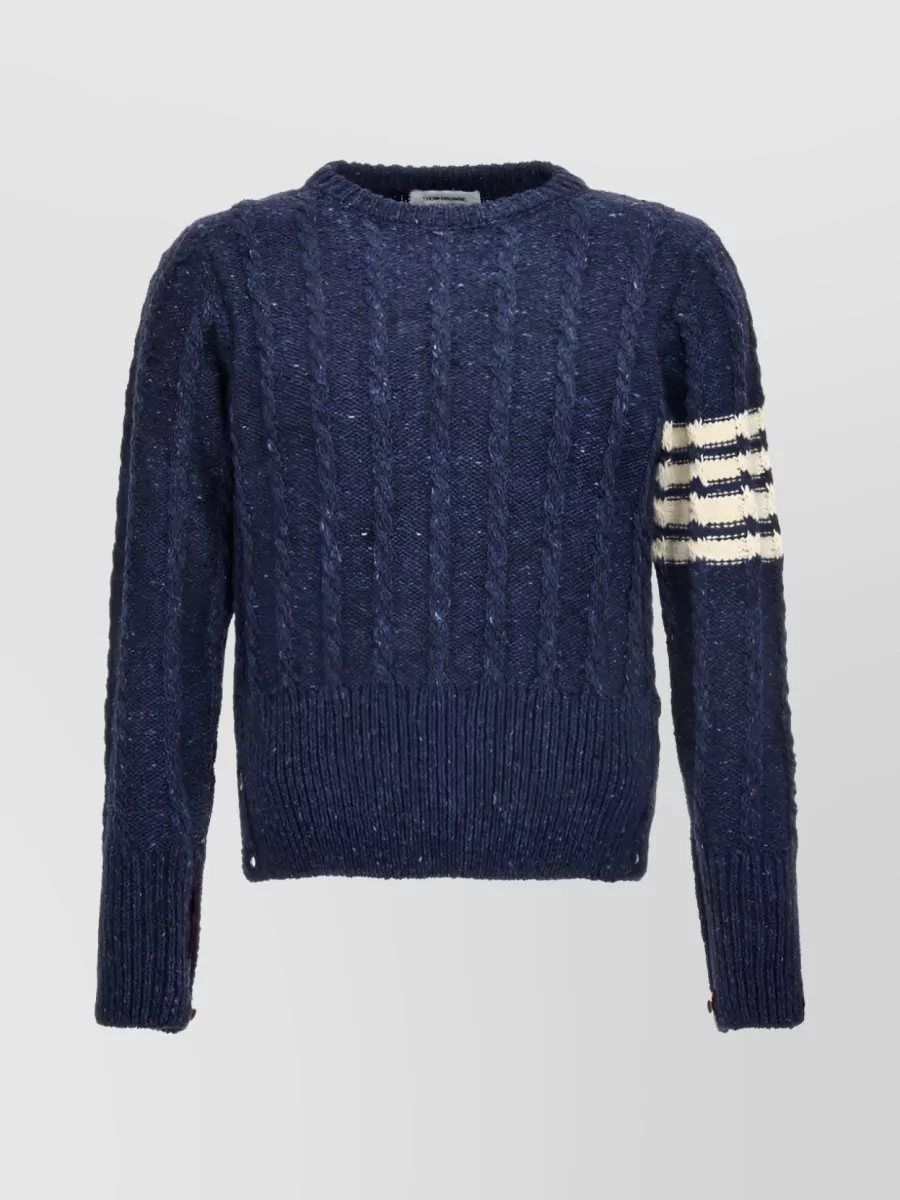 Thom Browne 4-bar Mohair-wool Cable-knit Jumper In Blue