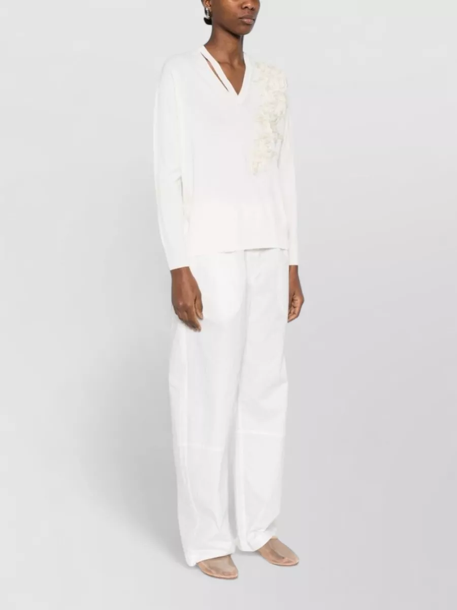 Ermanno Firenze Appliqué V-Neck Long-Sleeve Sweatshirt