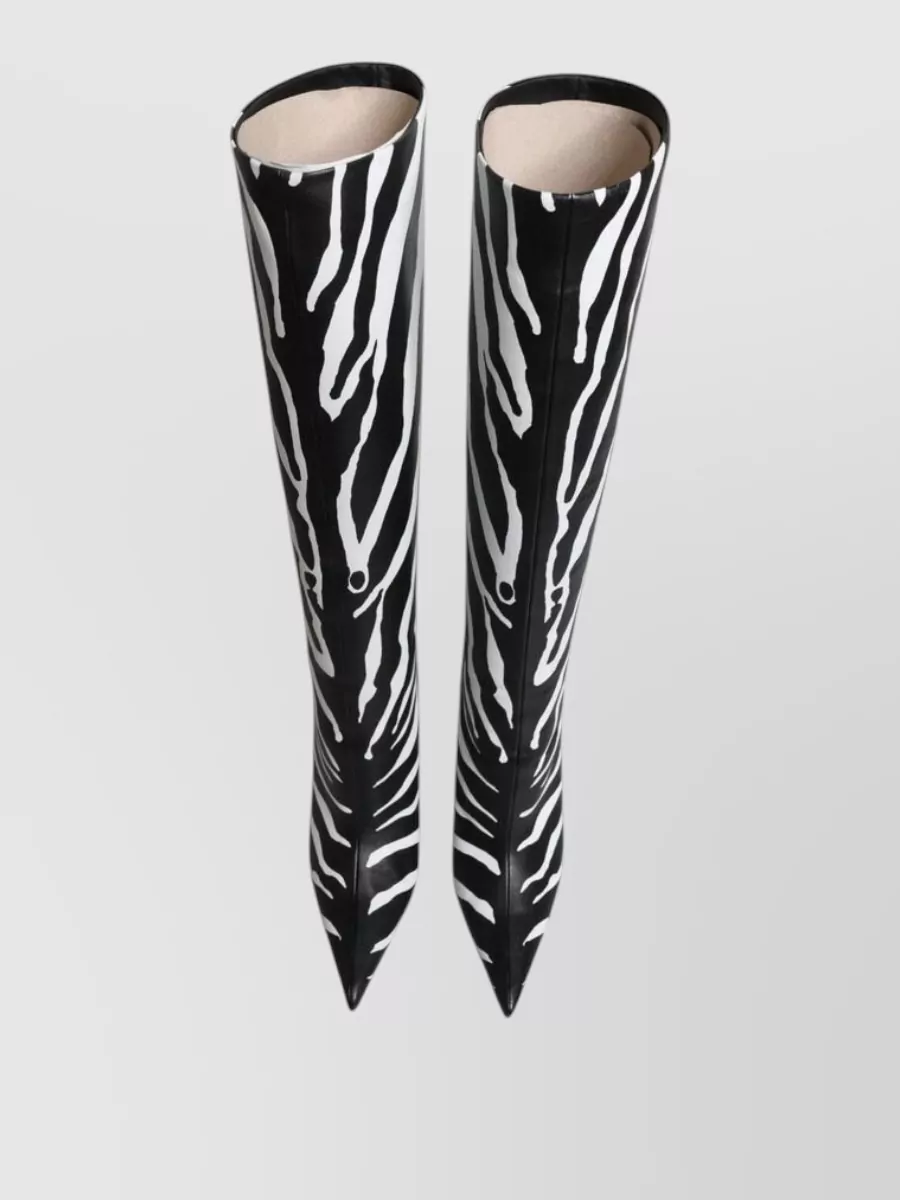 Dolce&Gabbana Leather Zebra-Print Knee-High Boots