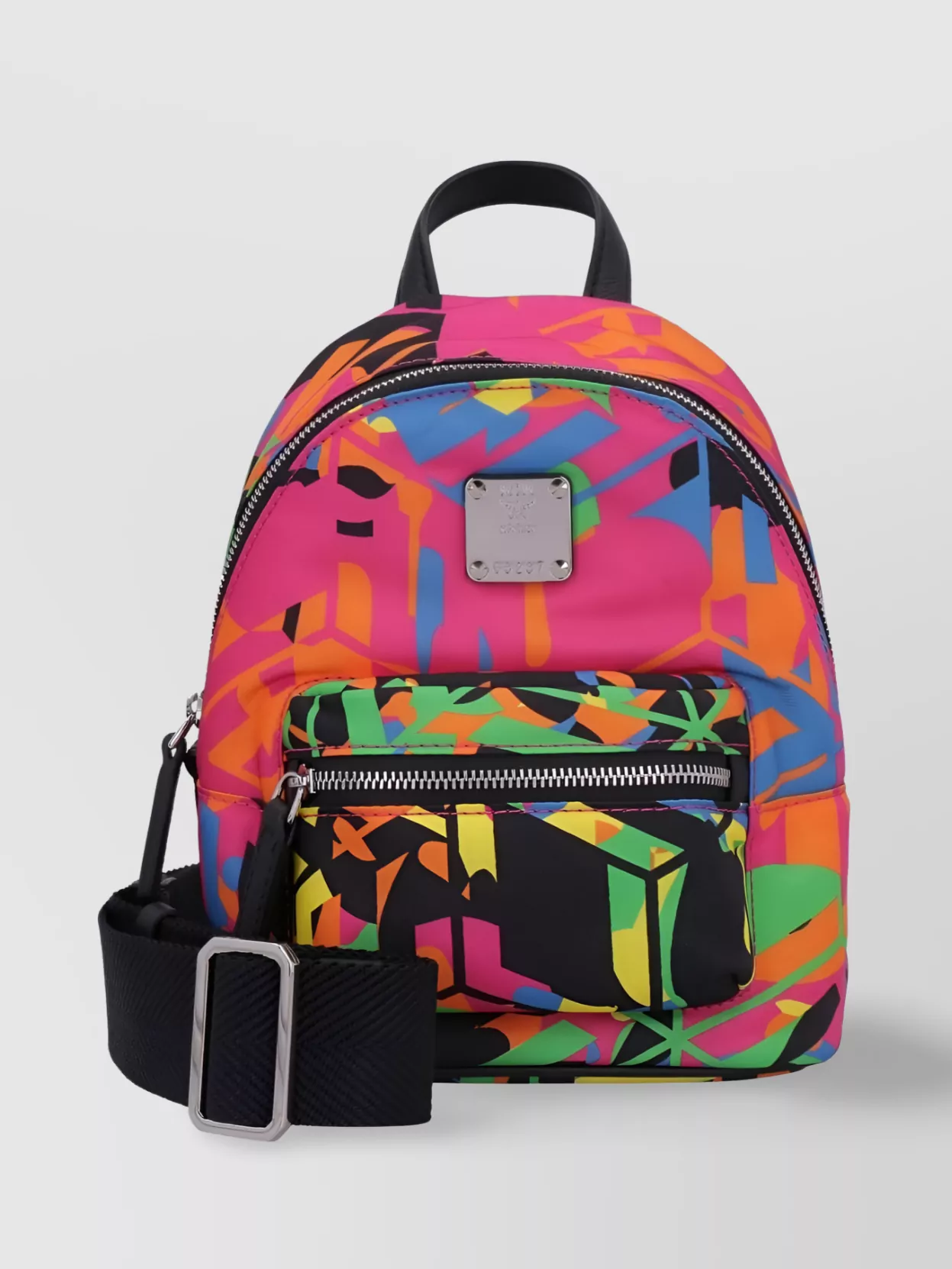 Shop Mcm Versatile Geometric Print Backpack With Top Handle In Green