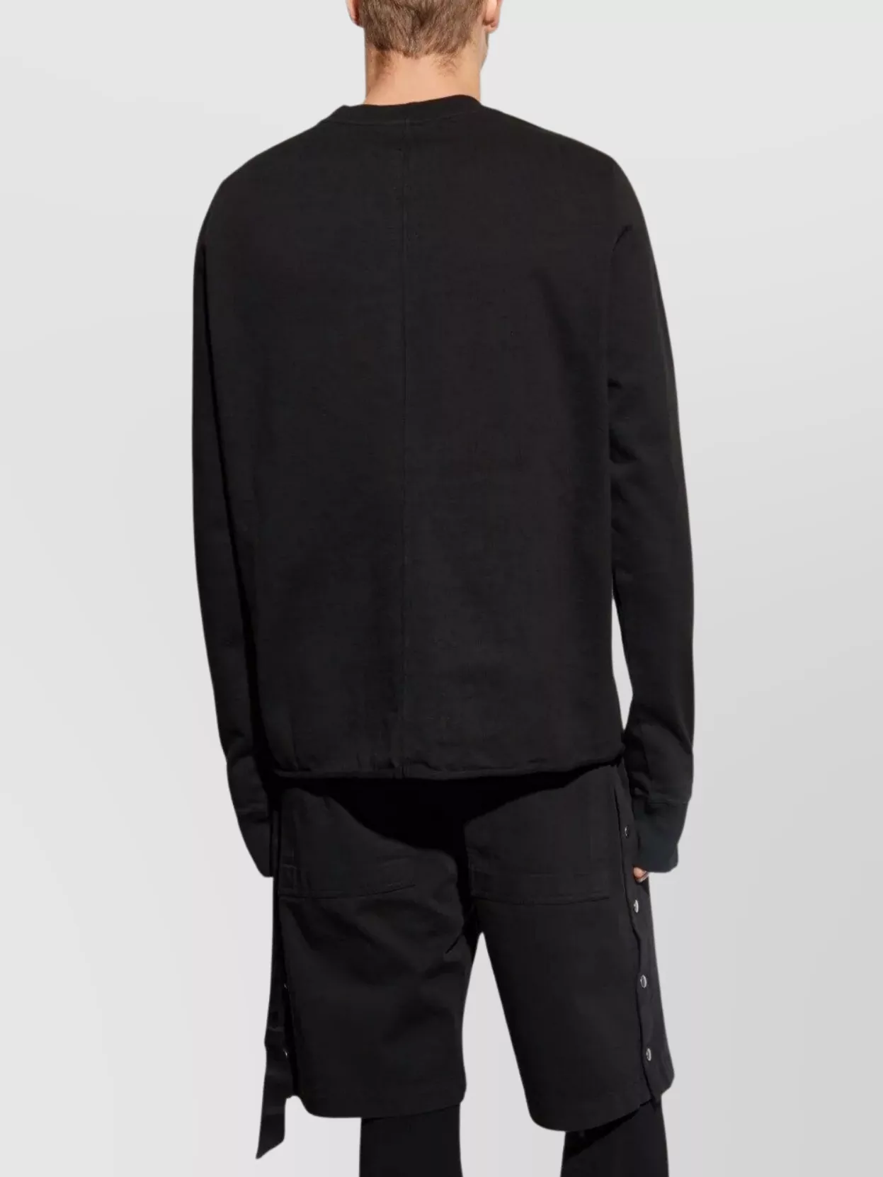 Rick Owens Drkshdw Long Sleeve Crewneck Sweatshirt With Ribbed Cuffs