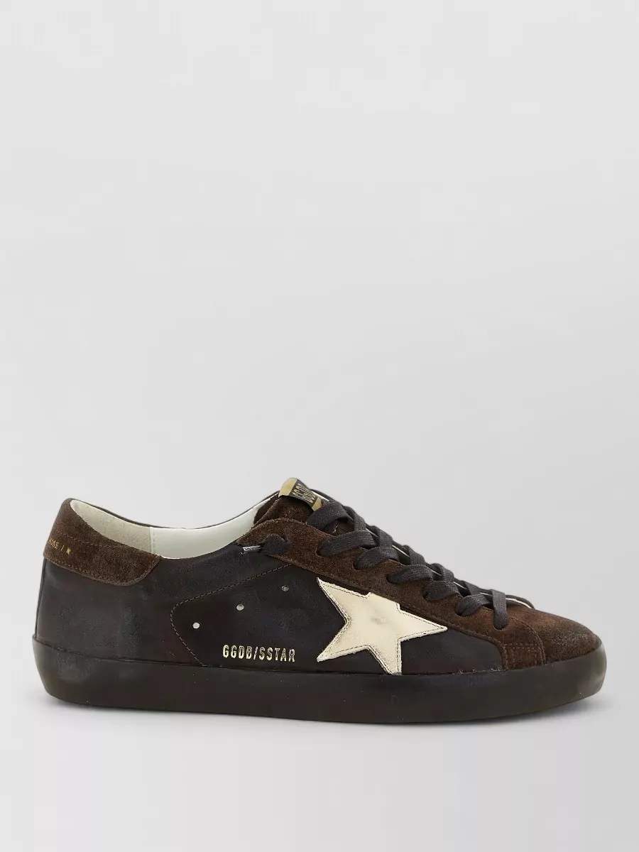 Golden Goose Star Detail Round Toe Contrast Sole Sneakers
