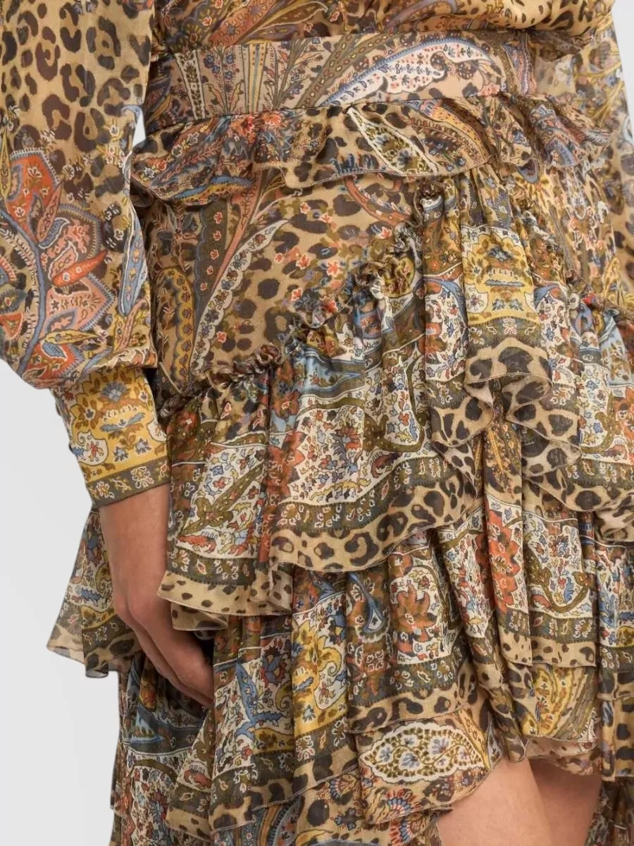 Etro Silk Tiered Paisley-Print Asymmetric Skirt