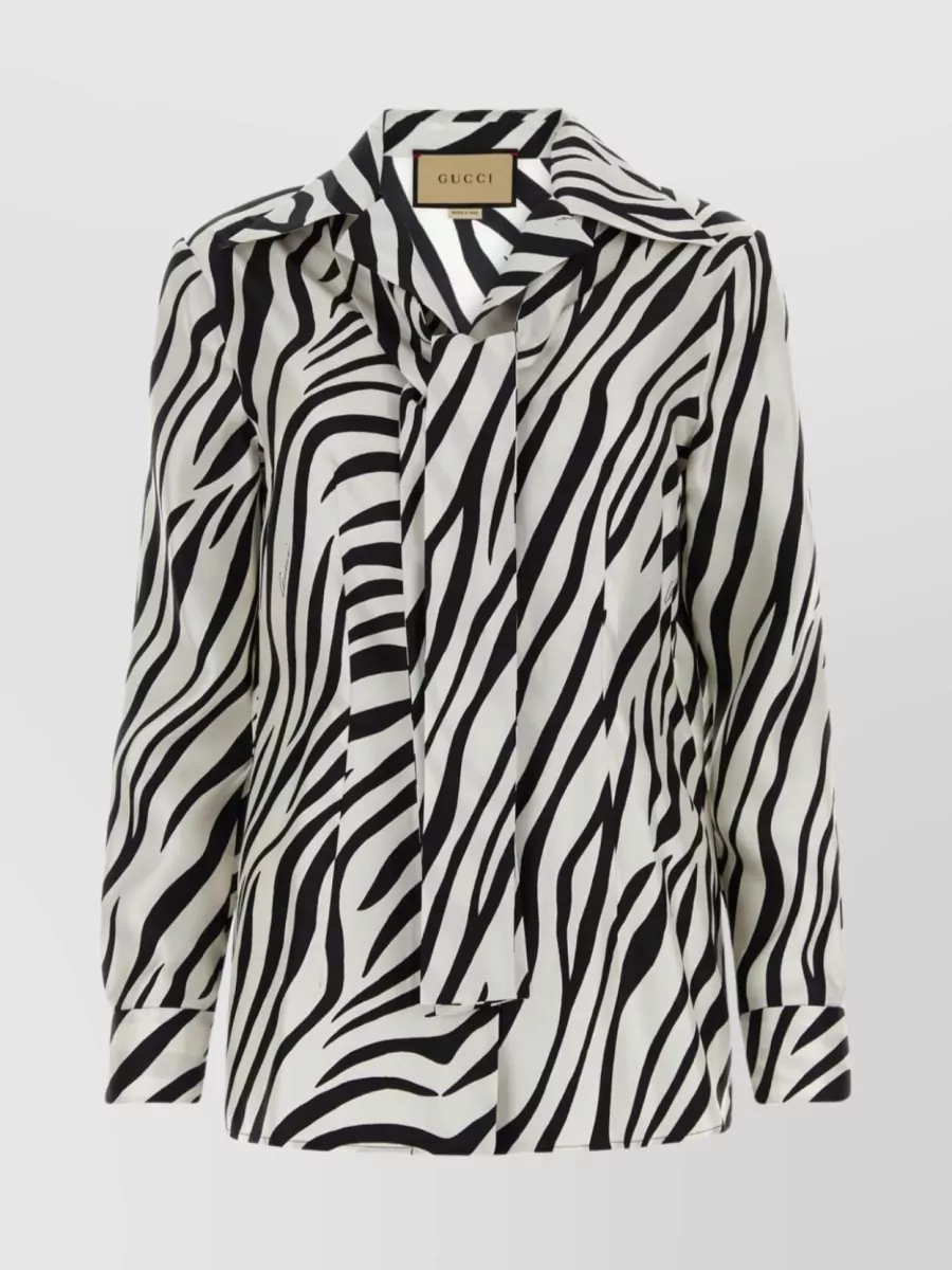 Shop Gucci Zebra Print Silk Shirt In White