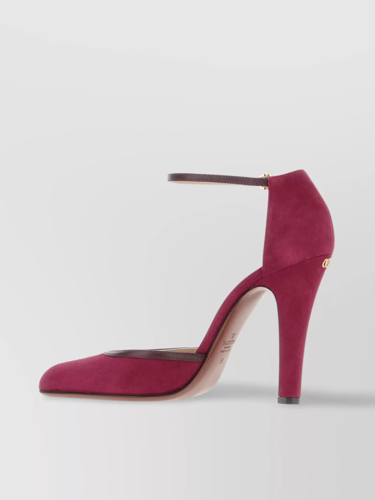 Valentino Suede Pumps With Buckle Detail And Pointed Toe In Burgundy