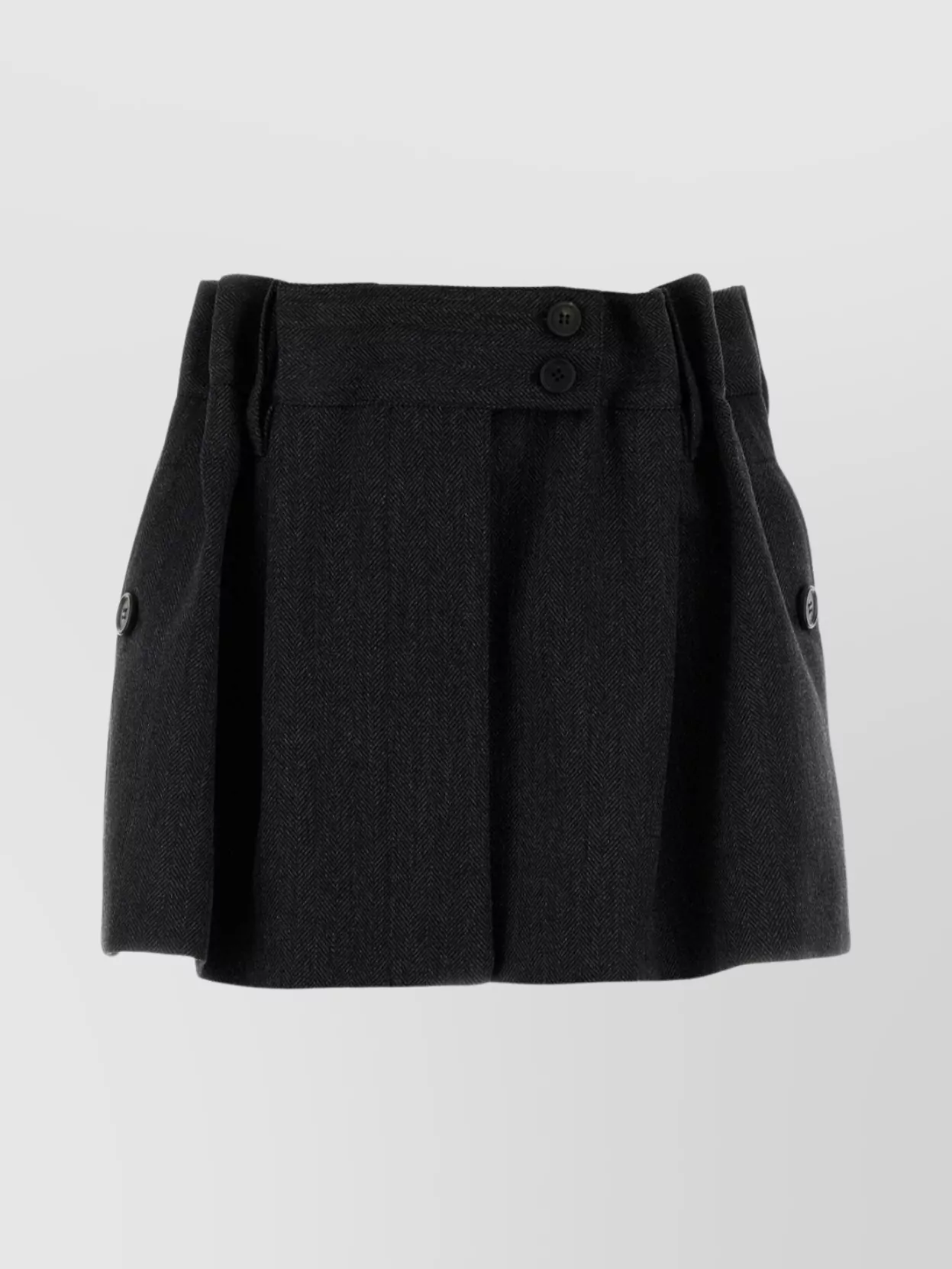 Prada Mini Skirt With Embroidery And Pleats In Black