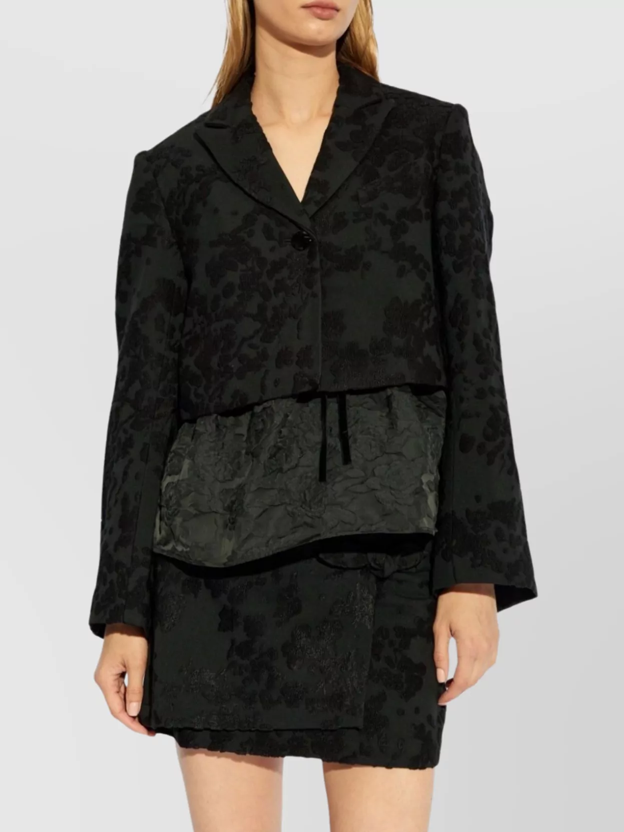 Ganni Floral Embroidered Cropped Blazer