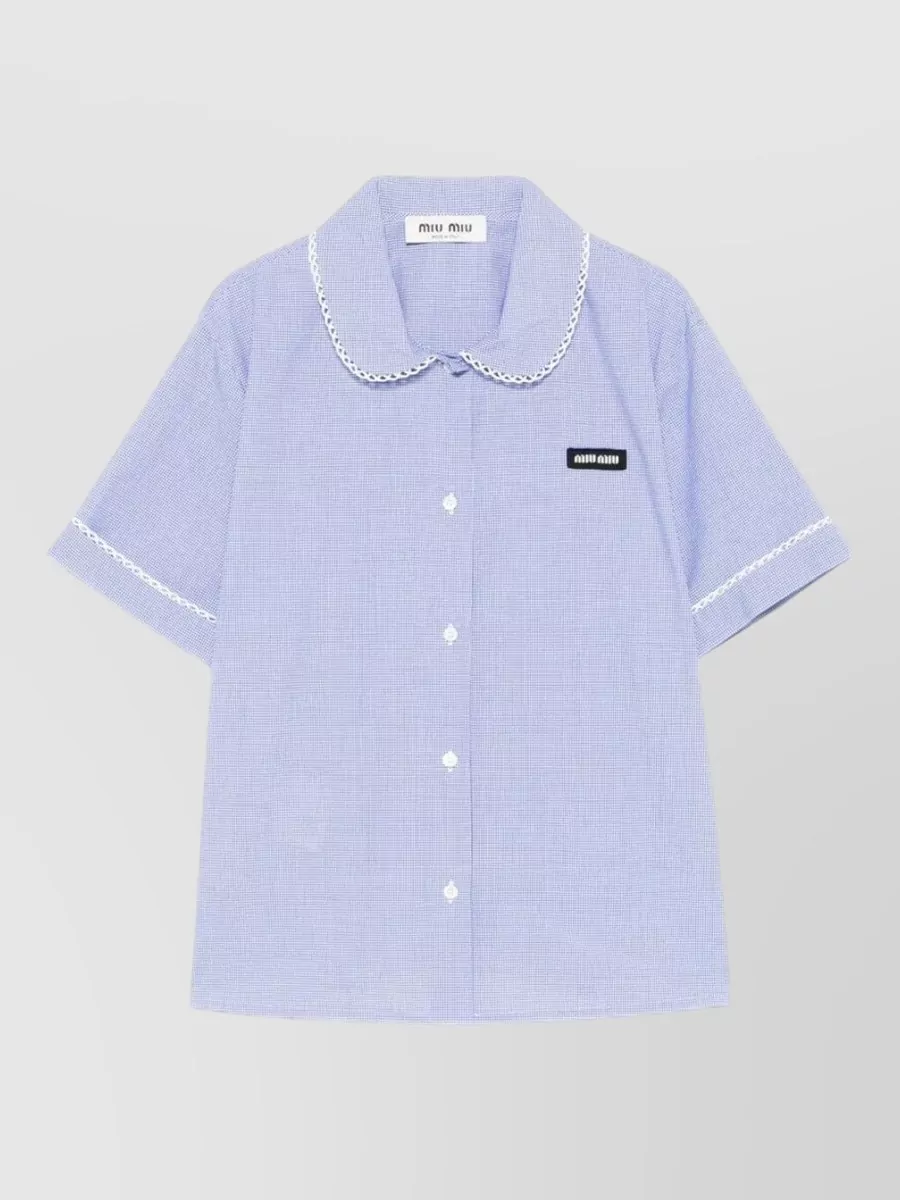 Miu Miu Gingham cotton short-sleeve shirt