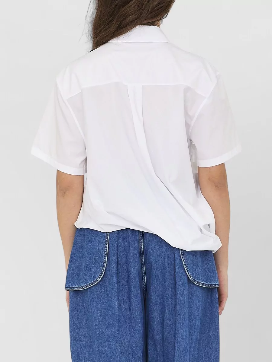 Loewe Cotton Draped Asymmetric Short-Sleeve Shirt