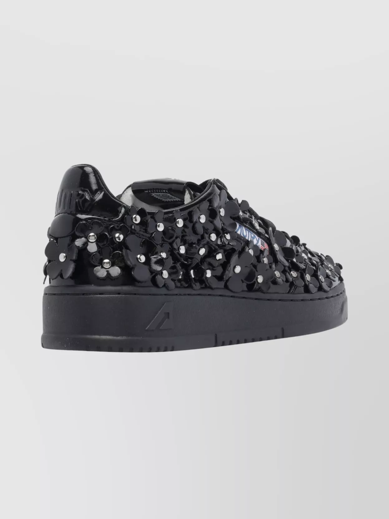 Autry Floral Embellished Low Top Sneakers In Black