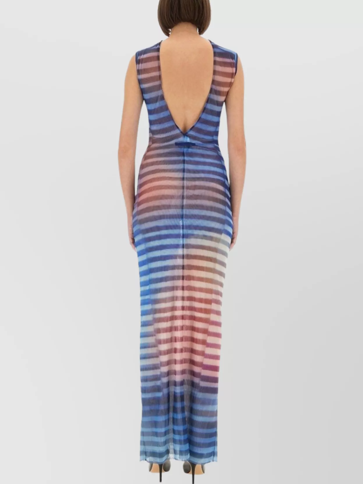 Jean Paul Gaultier Long Striped Dress High Neckline