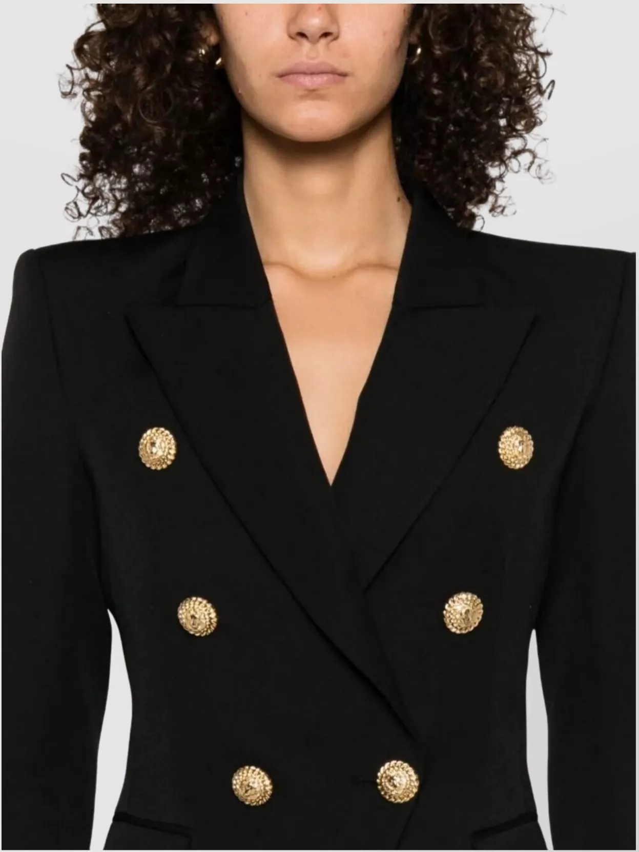 Balmain Wool Fitted Jacket Gold Buttons
