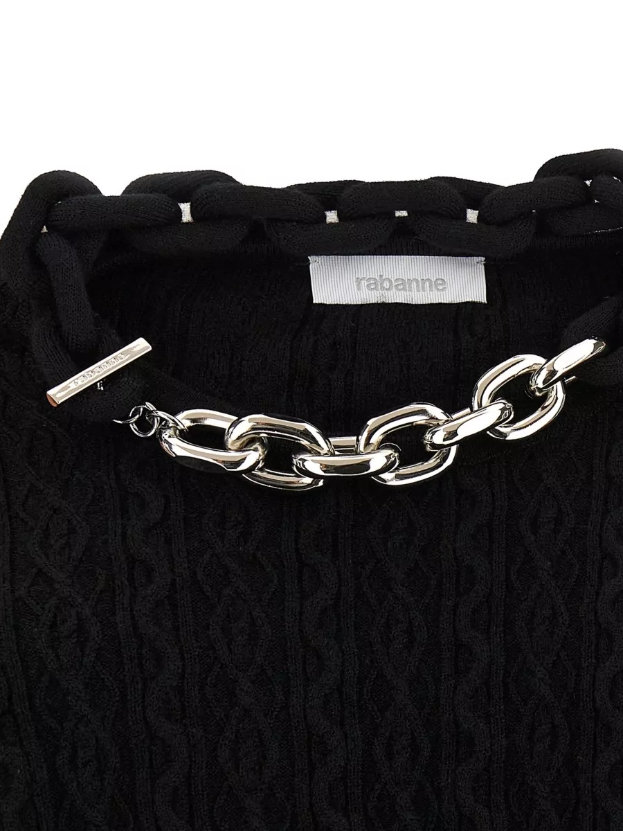 Paco Rabanne Ribbed Wool Cashmere Crew Neck Sweater