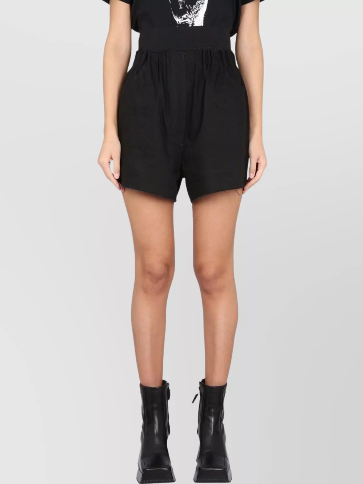 RAF SIMONS HIGH WAIST DENIM BERMUDA SHORTS