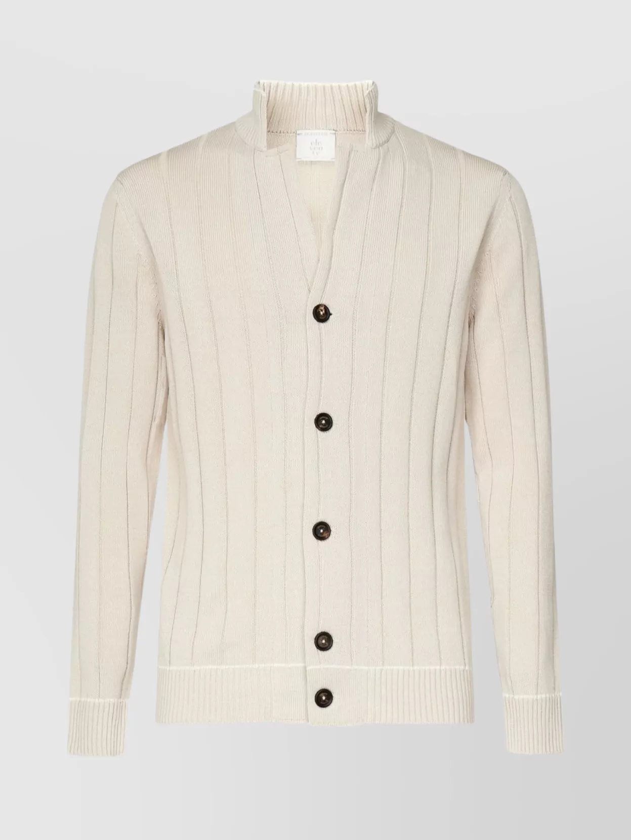 Eleventy Sand Cotton Mock Neck Cardigan
