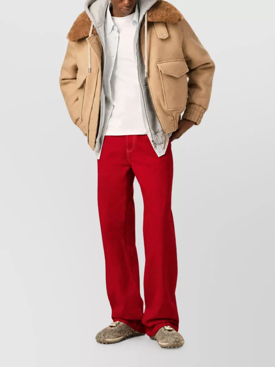 Ami Paris Shearling Collar Wool Short Jacket