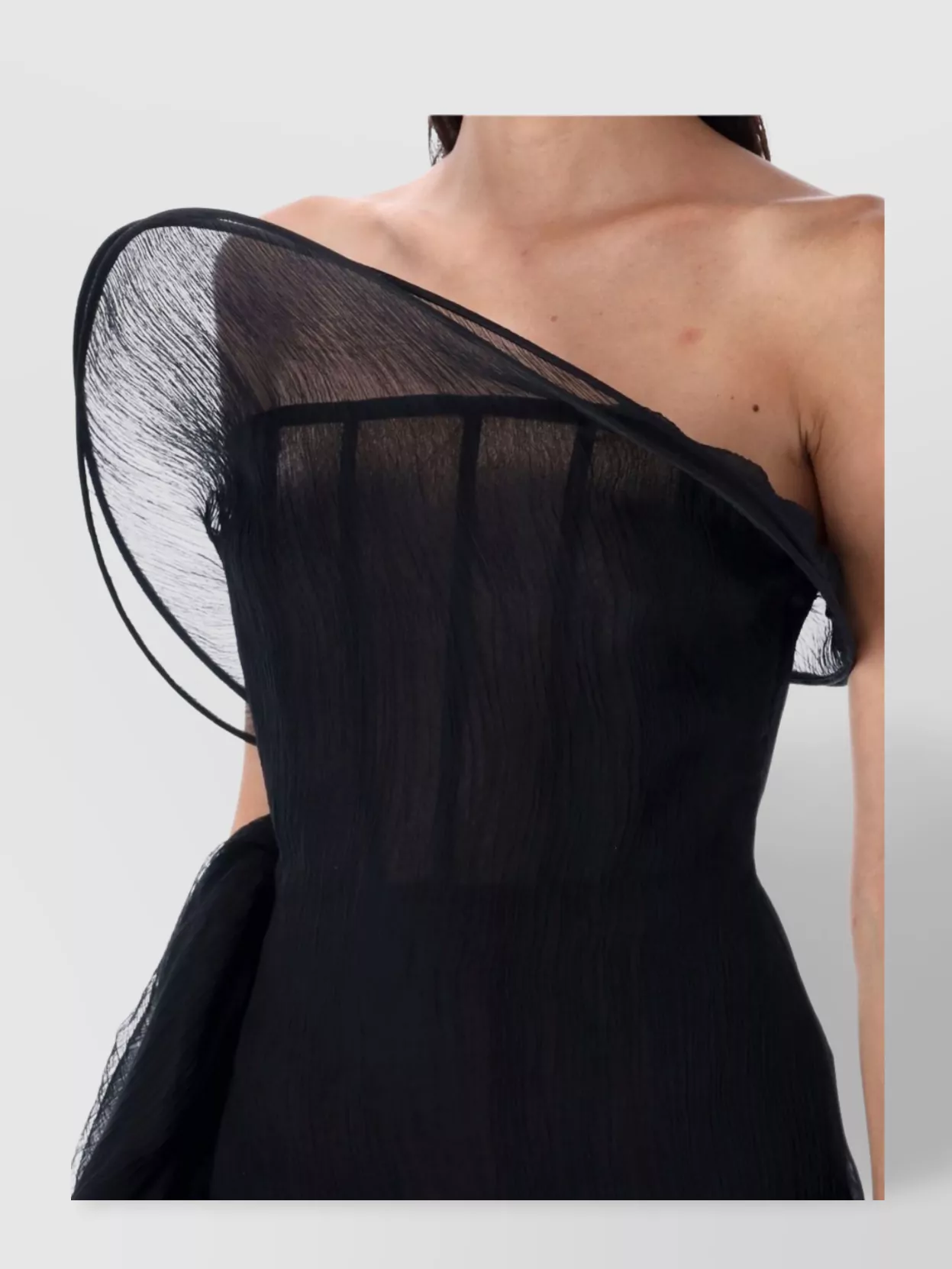 Magda Butrym Draped One Shoulder Sheer Overlay Dress