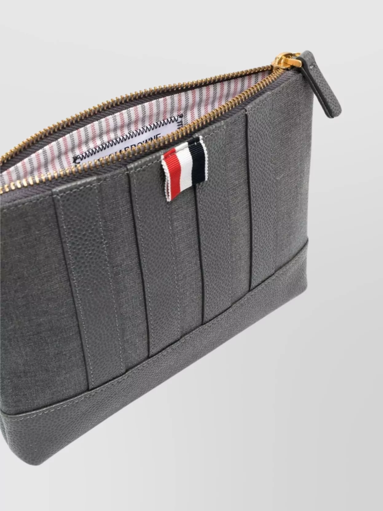 Thom Browne Medium Grey Wool 4-Bar Pouch
