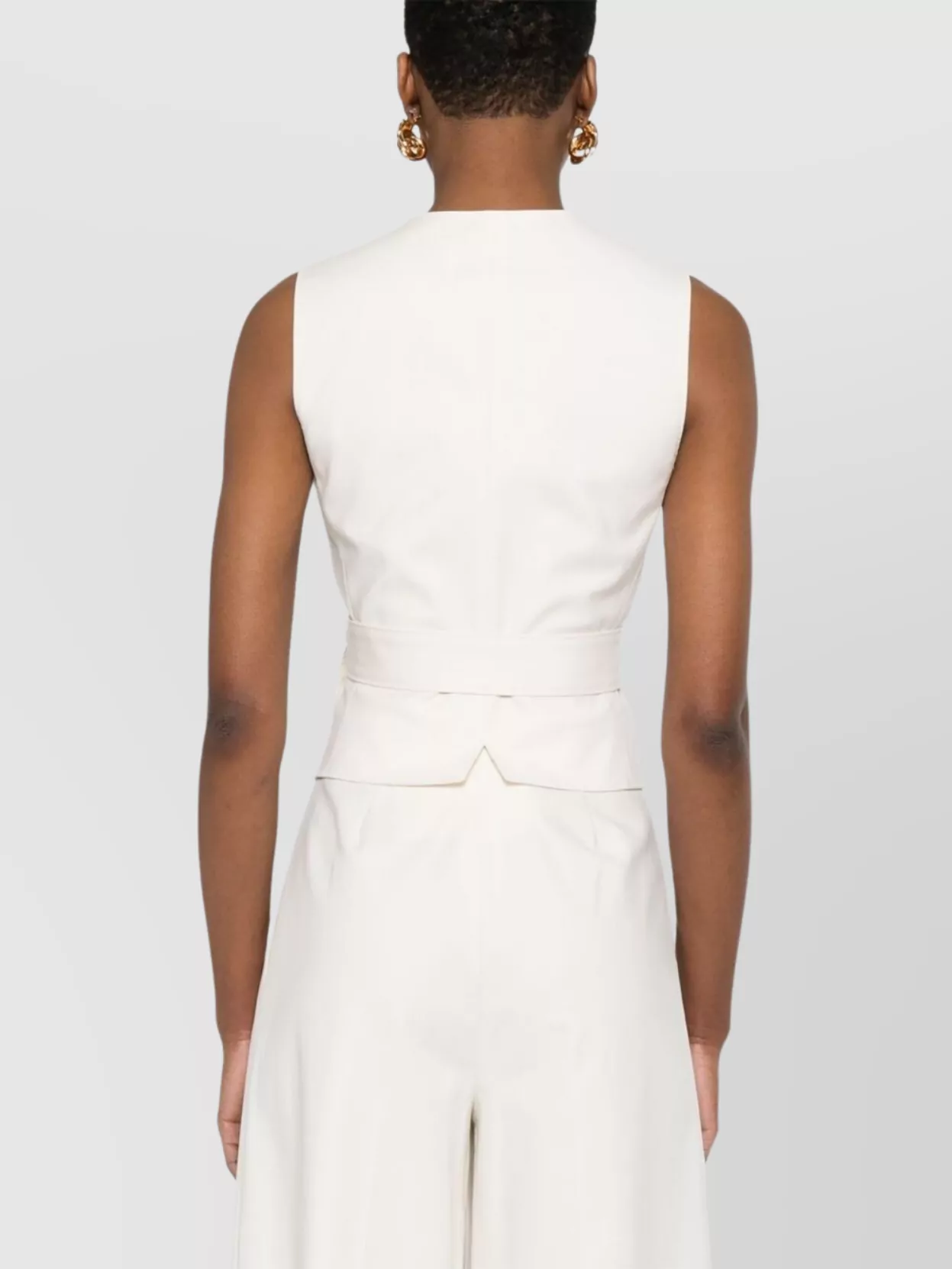 Max Mara Sleeveless V-Neck Vest Tie Detail