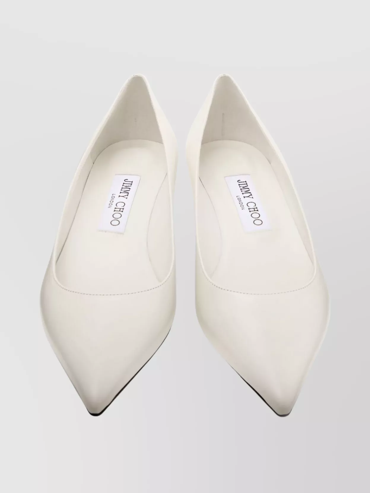 Jimmy Choo Pointed Toe Kitten Heel Leather Pumps In White