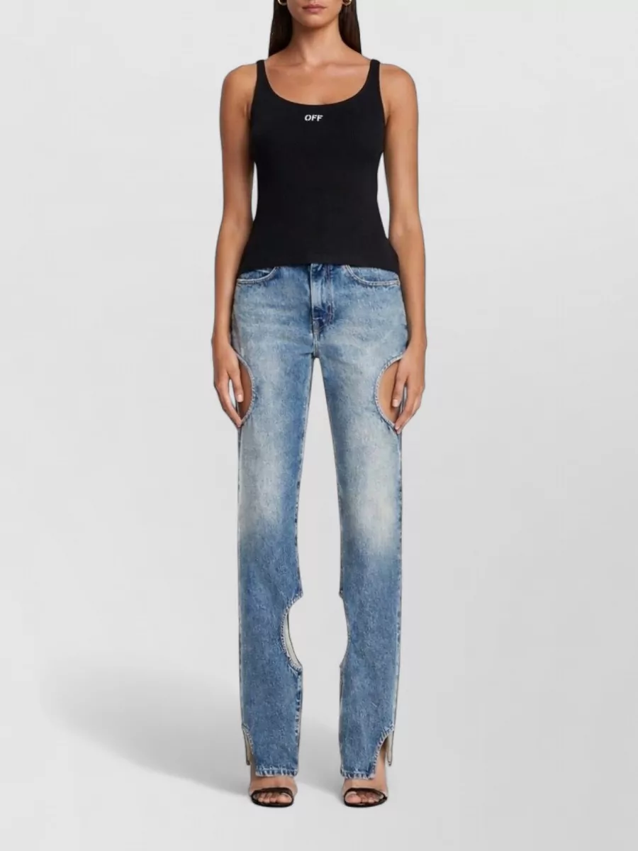 Off-White Logo Ribbed Tank Top Scoop Neck