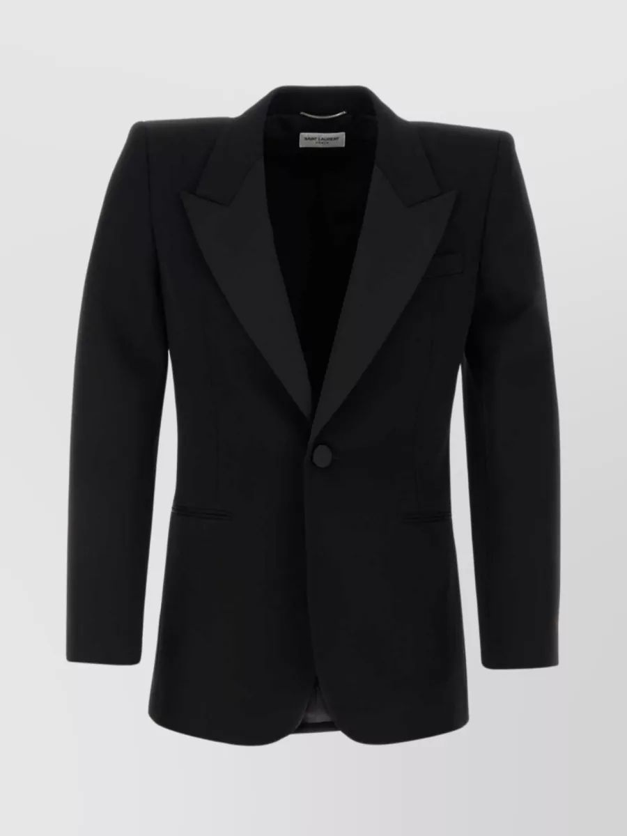 Shop Saint Laurent Structured Single-breasted Wool Blazer In Black