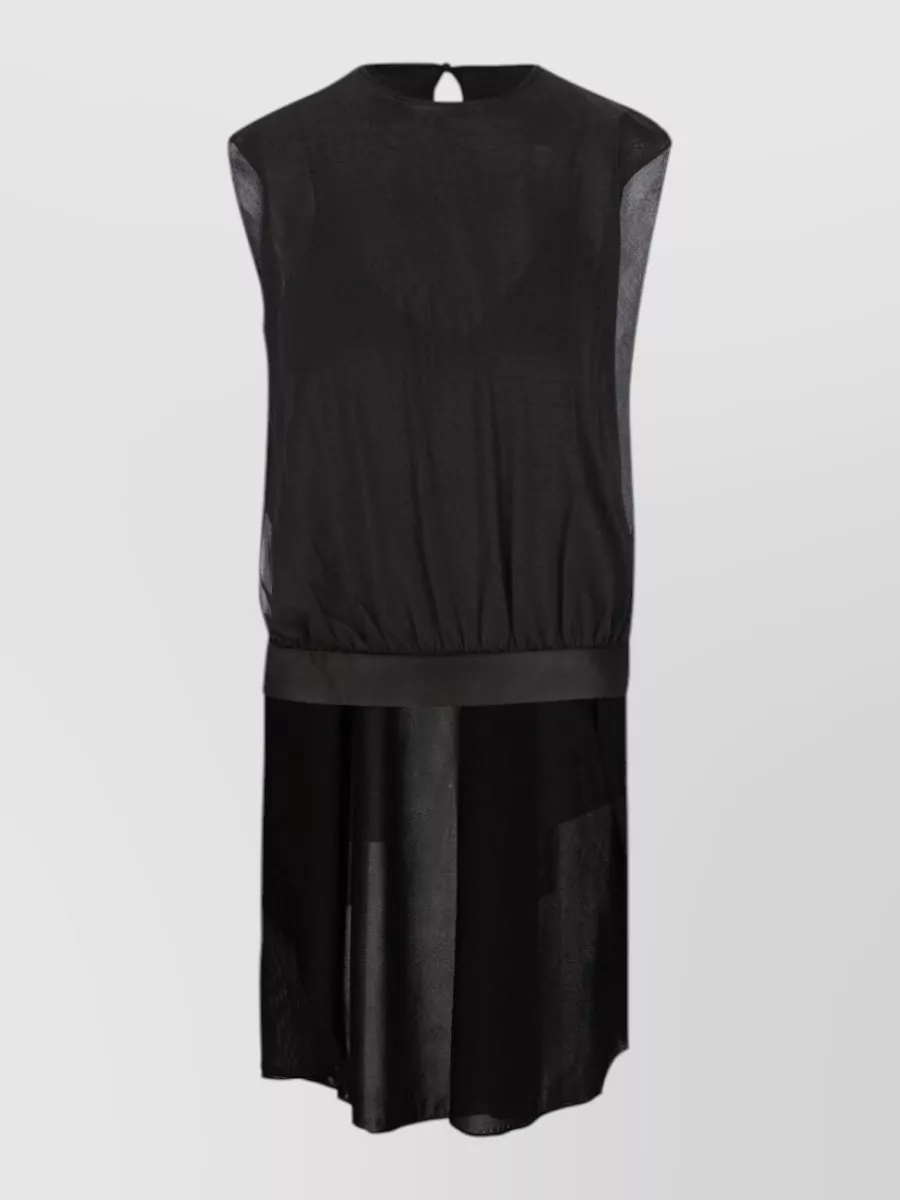 Fendi silk satin sleeveless asymmetric midi dress