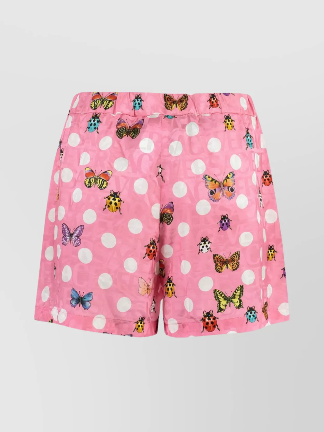 Versace Silk Blend Shorts With Butterfly And Ladybug Prints