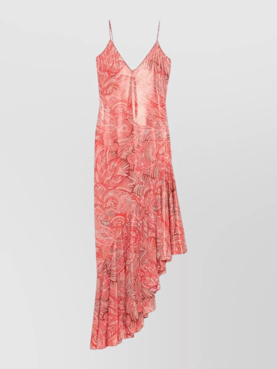 Etro Printed v-neck sleeveless asymmetric ruffled maxi dress