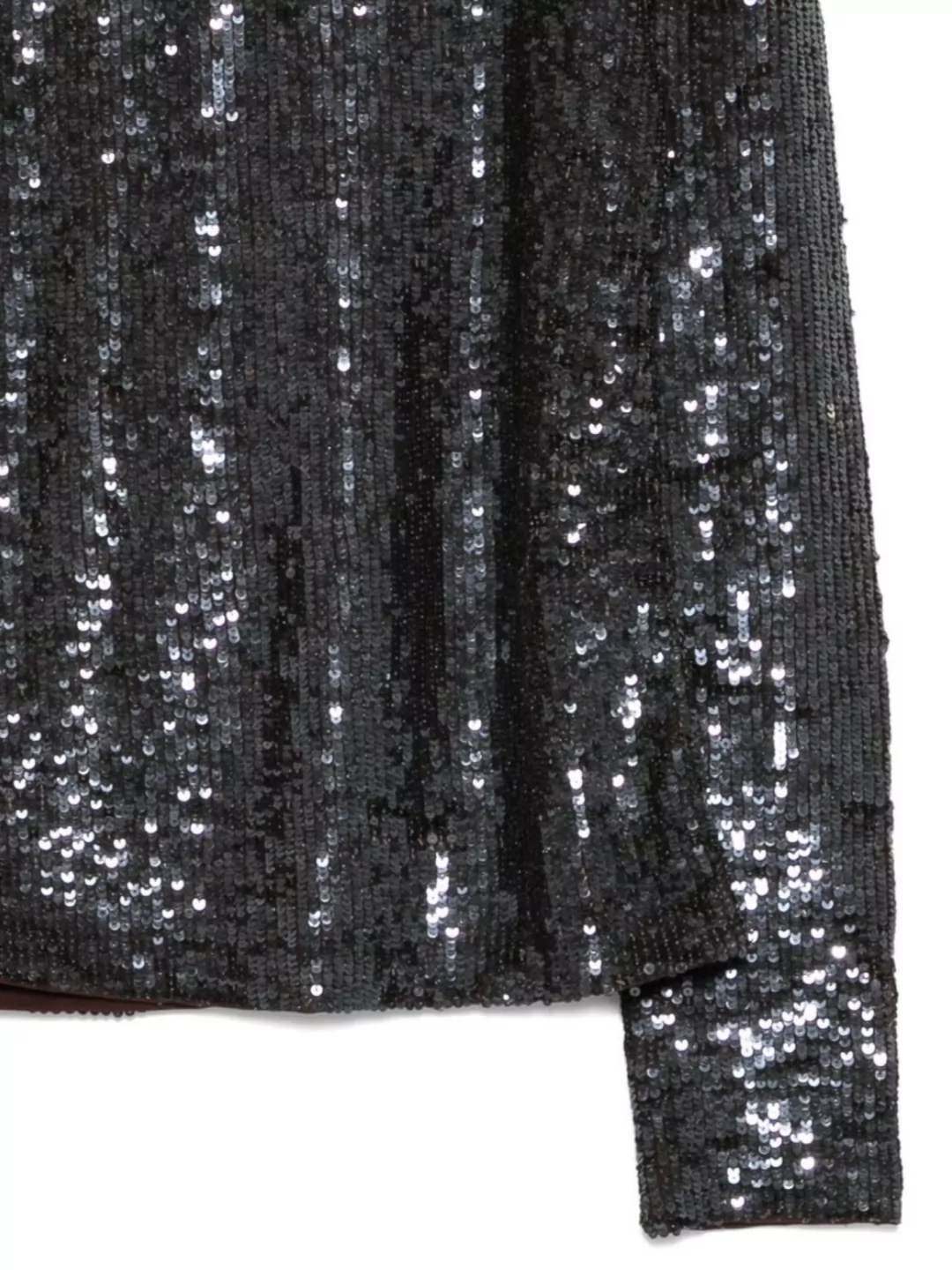 P.a.r.o.s.h Long Sleeve Round Neck Sequin Top In Black
