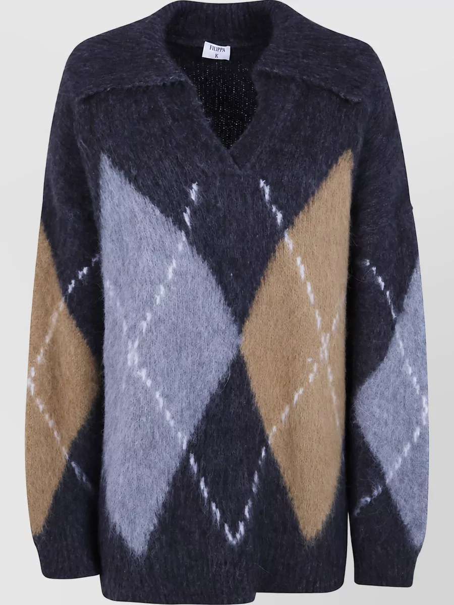 Filippa K Sweater Alpaca Check Alpaca Check Sweater In Blue