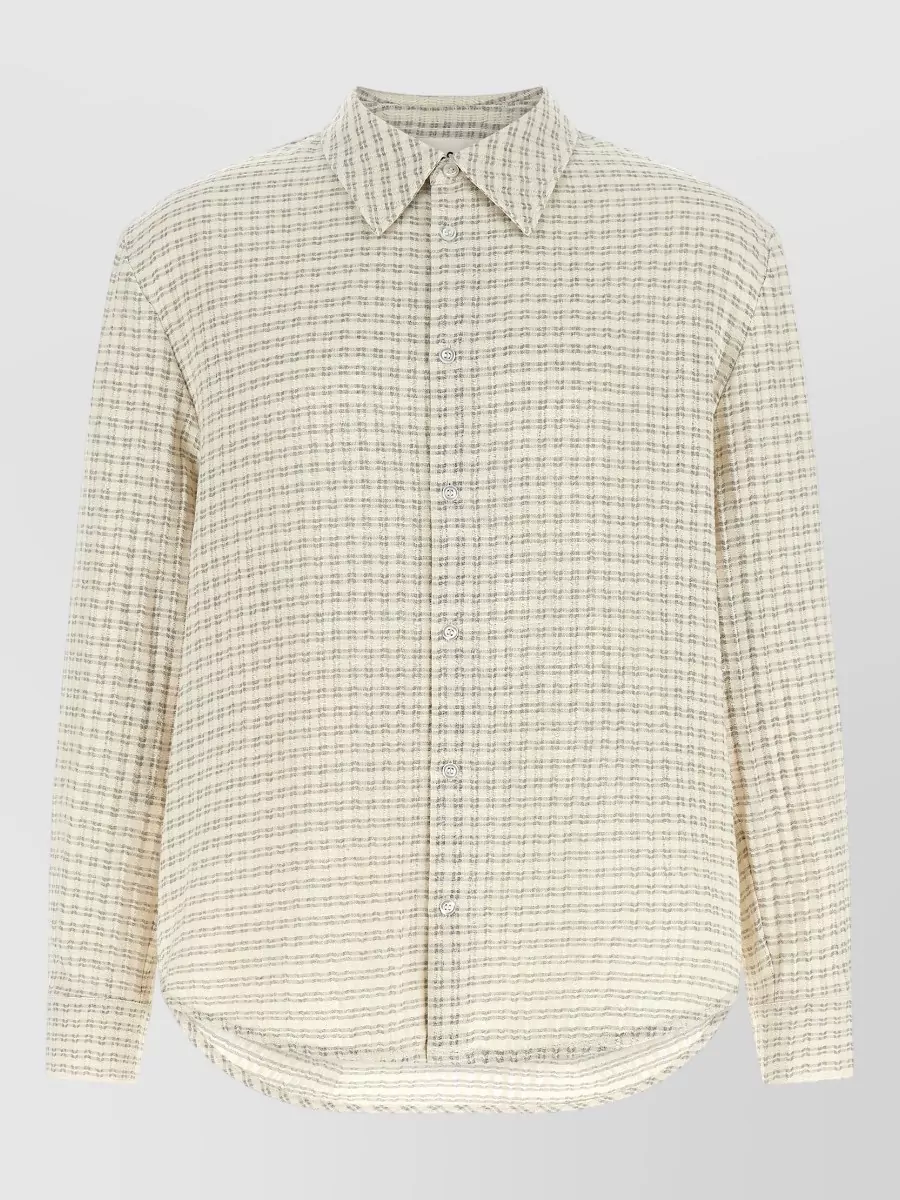 Séfr Checked seersucker long-sleeve shirt