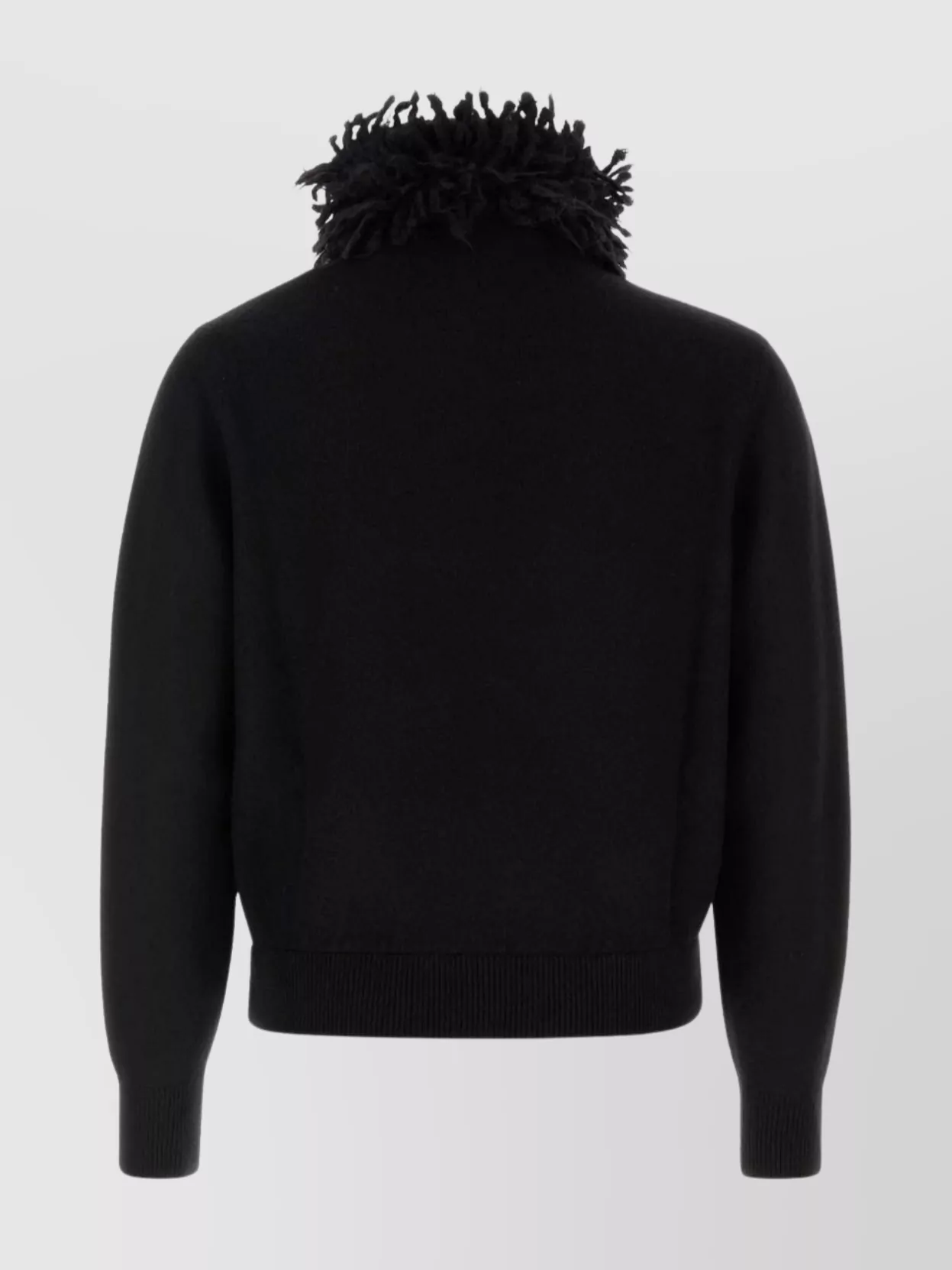 Alexander Mcqueen Wool Blend Sweater Featuring Fur Collar In Black