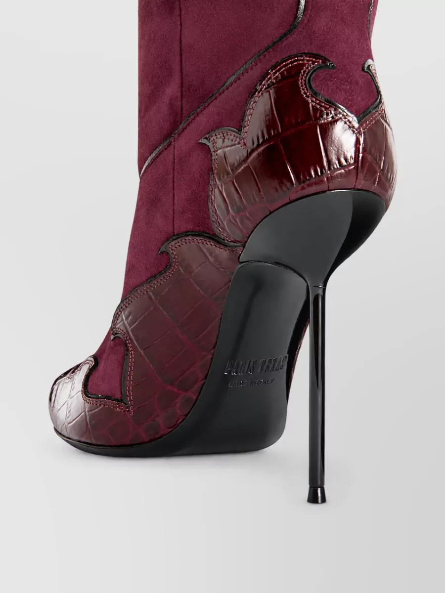 Paris Texas Suede Cutout Embroidered Mid-Calf Boots