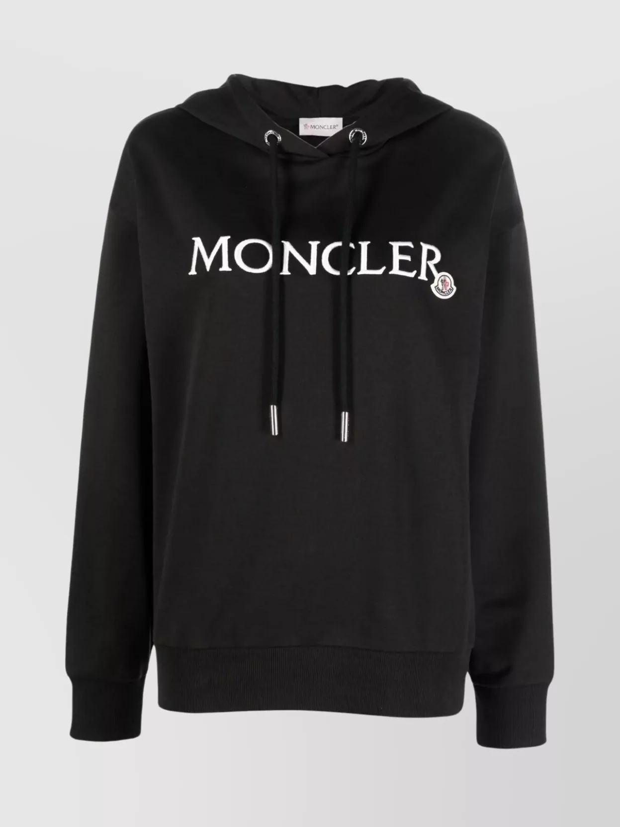 Shop Moncler Ribbed Hem Hooded Sweater In Black