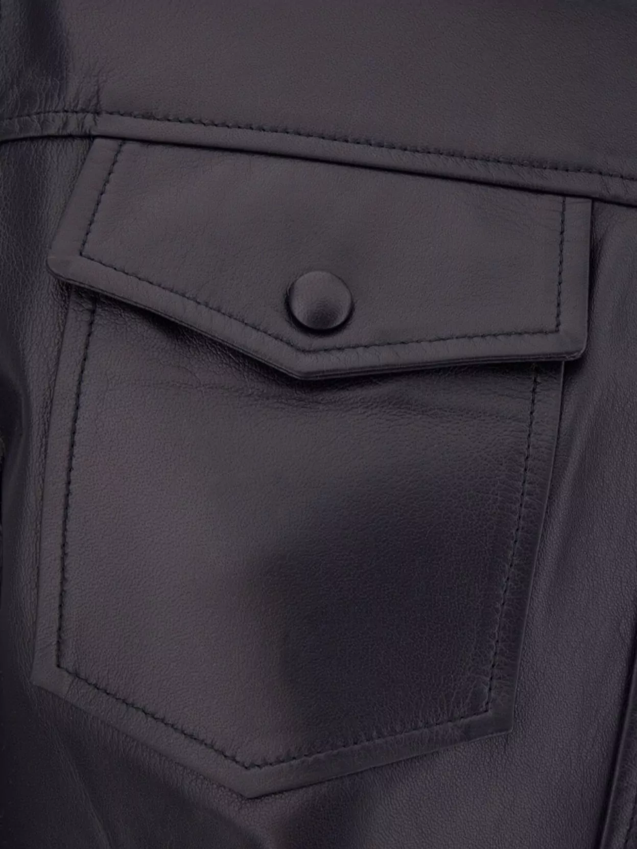 Blancha Leather Shirt With Chest Pockets And Collar