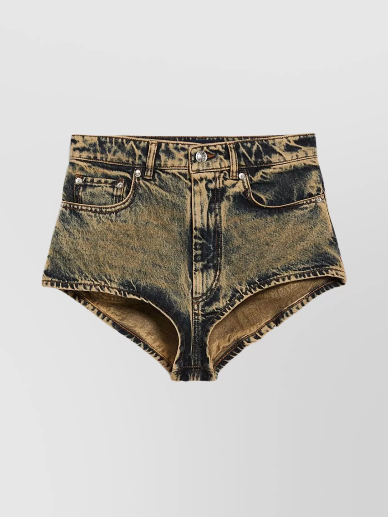 Shop Sportmax Distressed High-waisted Denim Micro Shorts
