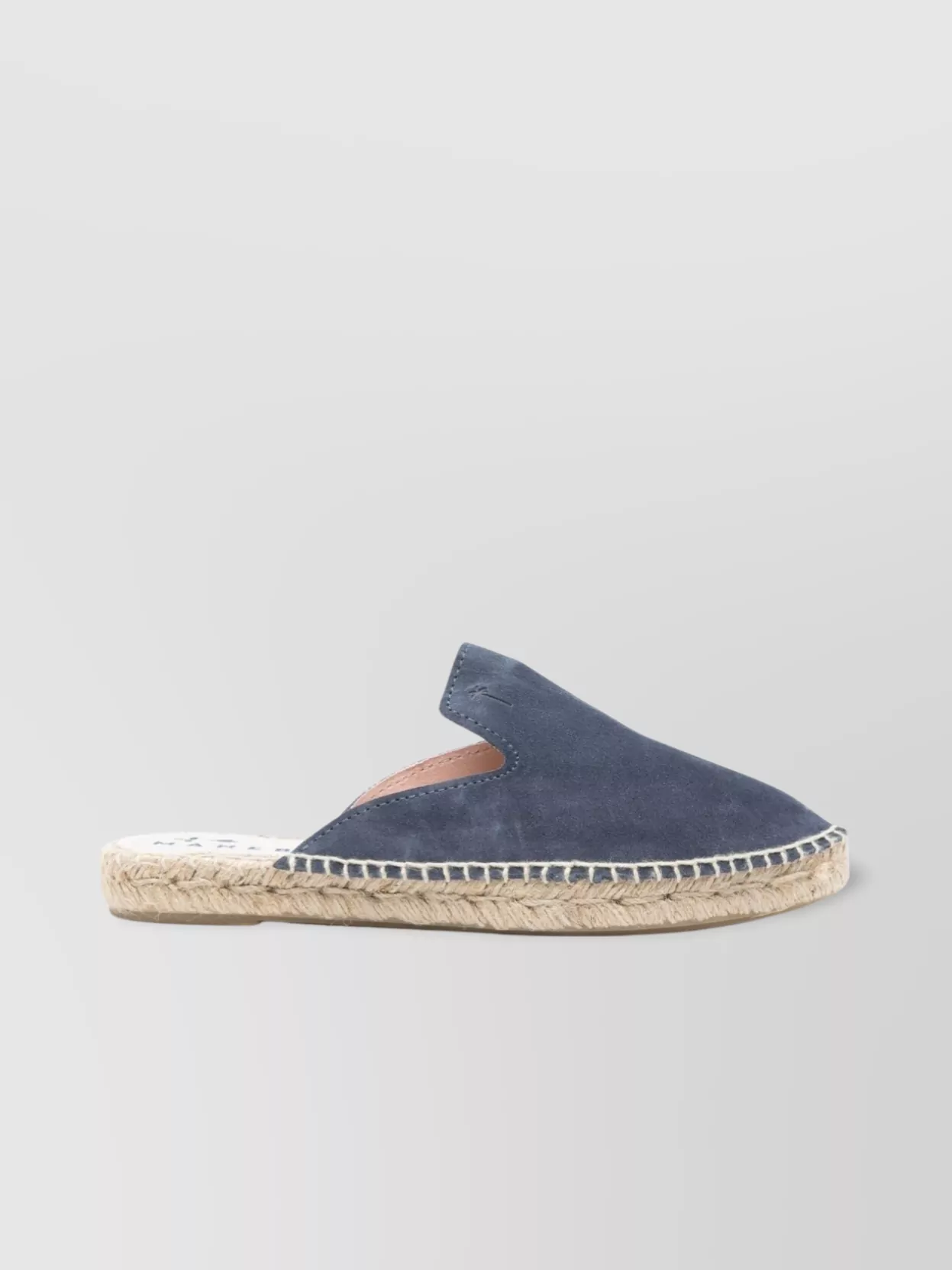 Manebi Stitched Mules With Espadrille Sole And Suede In Blue