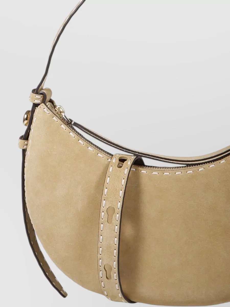 Tory Burch Romy Curved Suede Shoulder Top Handle Bag